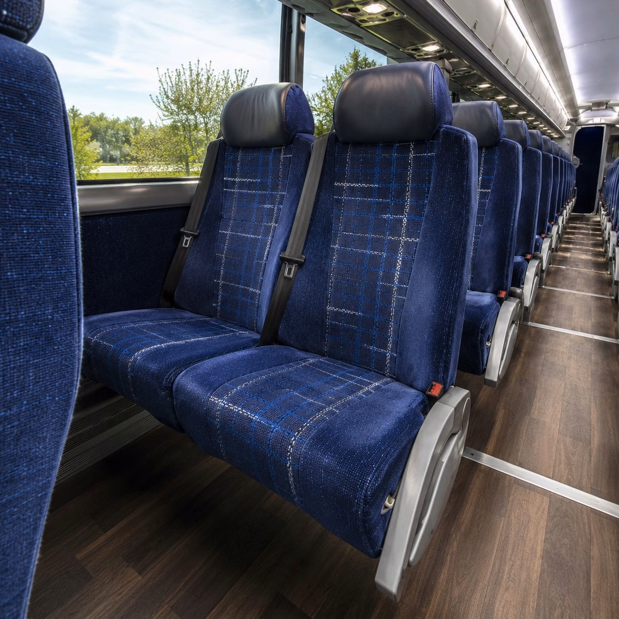 irving charter bus rental interior